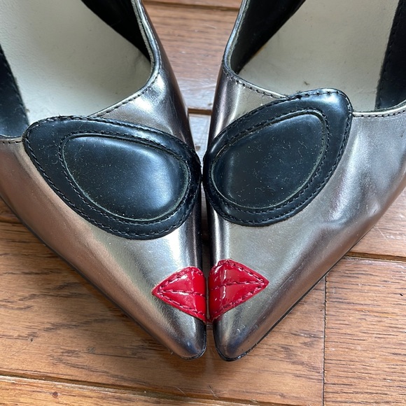 Alice + Olivia High Heel Metallic Sunglasses 39.5 US 9.5 Shoes - Picture 3 of 13